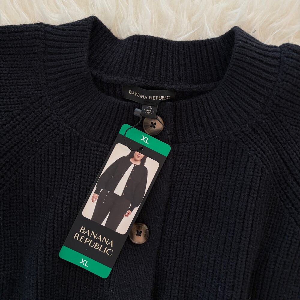 NWT Banana Republic Black Button Front Cardigan, size XL - Picture 6 of 10